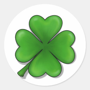 Sticker Rond Saint-Patrick, Four Leaf Clover