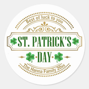 Sticker Rond Saint-Patrick personnalisé - Chance des Irlandais