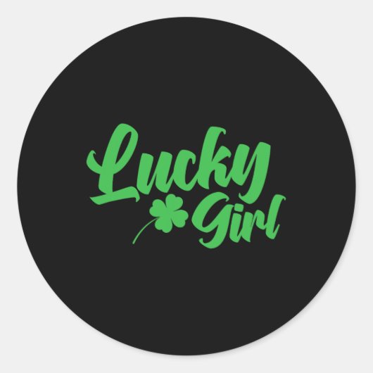 Sticker Rond Saint Patrick`s Day Lucky Girl (Devant)