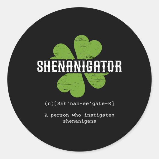 Sticker Rond Saint Patrick`s Day Shenanigator irlandais Lucky F (Devant)