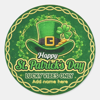 Sticker Rond Saint-Patrick sur mesure Vibes Chanceuses uniqueme