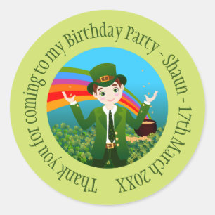Sticker Rond Saint Patrick's Birthday Boy Merci