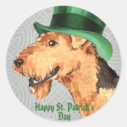 Sticker Rond Saint Patrick's Day Airedale (Devant)