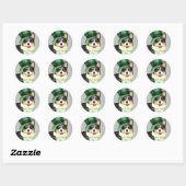 Sticker Rond Saint Patrick's Day Cardigan Welsh Corgi (Feuille)