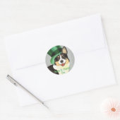 Sticker Rond Saint Patrick's Day Cardigan Welsh Corgi (Enveloppe)