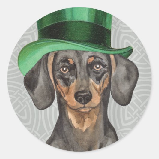 Sticker Rond Saint Patrick's Day Dachshund (Devant)