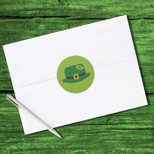 Sticker Rond Saint Patrick's Day Leprechaun Casquette