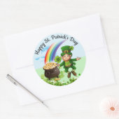 Sticker Rond Saint Patrick's Day Leprechaun Rainbow Large (Enveloppe)