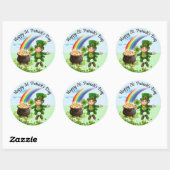 Sticker Rond Saint Patrick's Day Leprechaun Rainbow Large (Feuille)