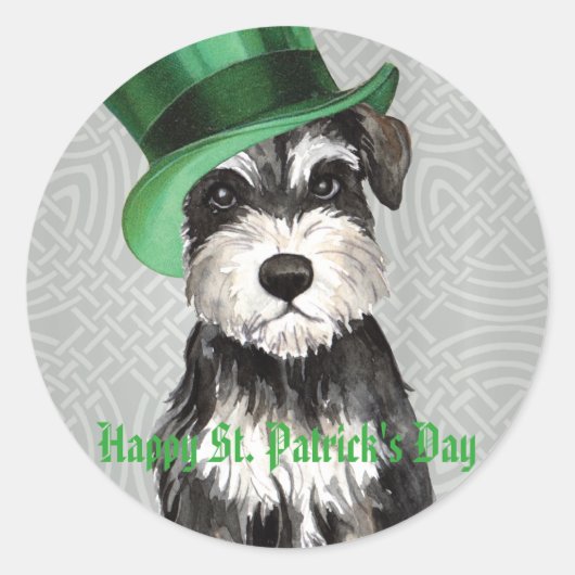 Sticker Rond Saint Patrick's Day Miniature Schnauzer (Devant)
