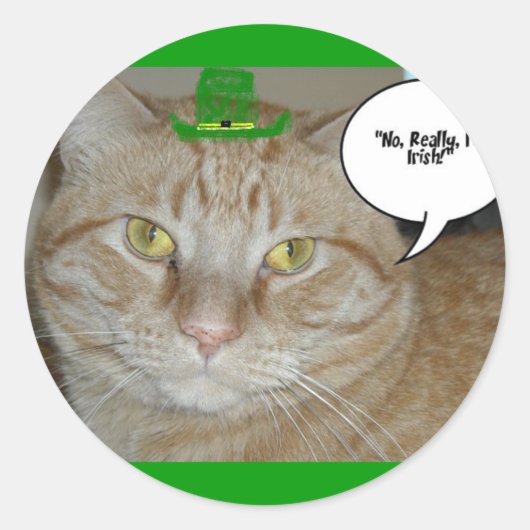 Sticker Rond Saint Patrick's Day Orange Tabby Cat (Devant)