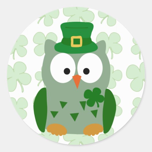 Sticker Rond Saint Patrick's Day Owl (Devant)