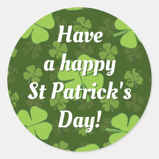 STICKER ROND SAINT PATRICKS QUATRE FEUILLES CLOVER CLASSIQUE RO (Devant)