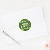 STICKER ROND SAINT PATRICKS QUATRE FEUILLES CLOVER CLASSIQUE RO (Enveloppe)