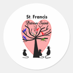 Sticker Rond Saint patron du St Francis--Arbre et animaux
