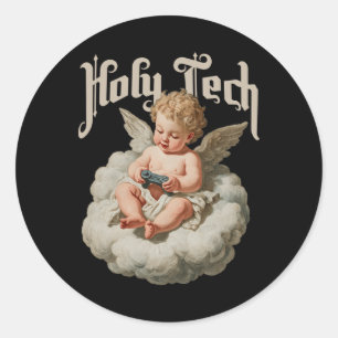 Sticker Rond Saint Tech Joueur Ange Drôle Cherob Ba