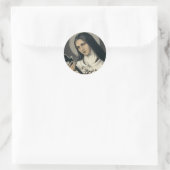 Sticker Rond Saint Thérèse de Lisieux avec crucifix/autocollant (Sac)
