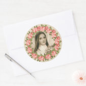 Sticker Rond Saint Thérèse de Lisieux avec crucifix/autocollant (Enveloppe)