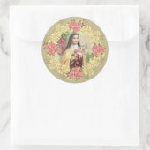 Sticker Rond Saint Thérèse de Lisieux avec crucifix/autocollant (Sac)