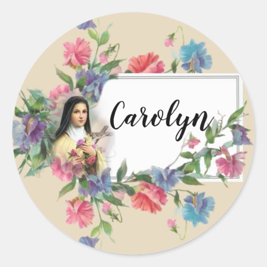 Sticker Rond Saint-Thérèse de Lisieux Personnalisé (Devant)