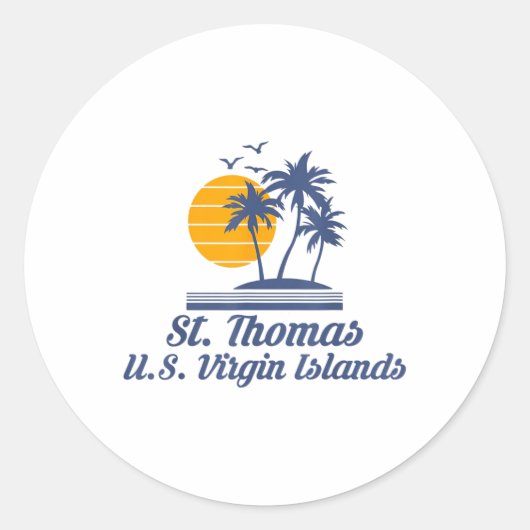Sticker Rond Saint Thomas Us Virgin Islands Plage Caraïbes (Devant)