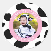 Sticker Rond Saint Vache Anniversaire Photo Merci Pour Venir (Devant)