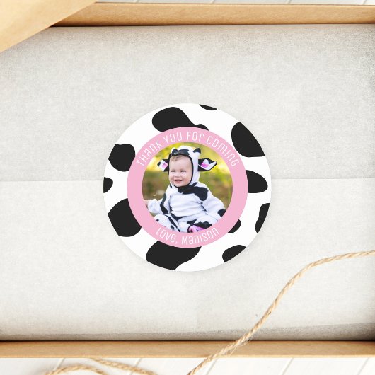 Sticker Rond Saint Vache Anniversaire Photo Merci Pour Venir