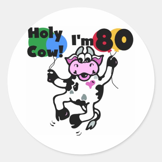 Sticker Rond Saint Vache Je suis 80 T-shirts et cadeaux (Devant)