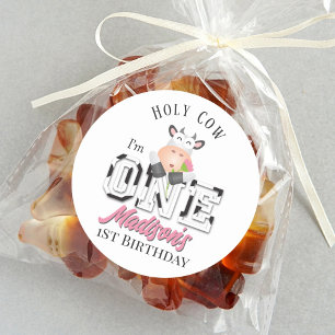 Sticker Rond Saint Vache Je suis une fille 1er fête d'anniversa