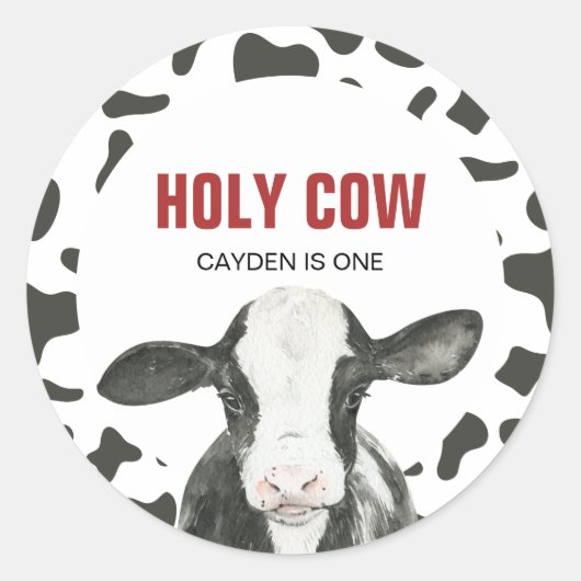 Sticker Rond Saint vache Je suis une vache Imprimer l'anniversa (Devant)