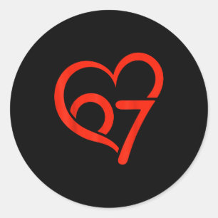Sticker Rond Saint-Valentin 67 Meme 67e anniversaire 6 7 Valent