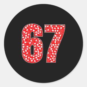 Sticker Rond Saint-Valentin 67 Meme Rempli de Cœurs Drôle S