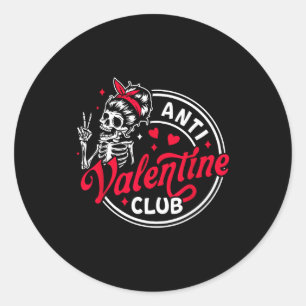 Sticker Rond Saint-Valentin anti-squelette cœur drôle Saint-Val