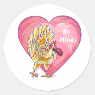 Sticker Rond Saint-Valentin au poulet