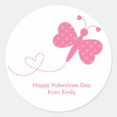 Sticker Rond Saint-Valentin aux papillons roses (Devant)