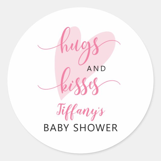 Sticker Rond Saint Valentin Baby shower Coeur rose (Devant)