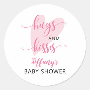 Sticker Rond Saint Valentin Baby shower Coeur rose