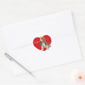 Sticker Rond Saint-Valentin Basset Hound (Enveloppe)