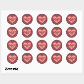 Sticker Rond Saint Valentin cadeau rose (Feuille)