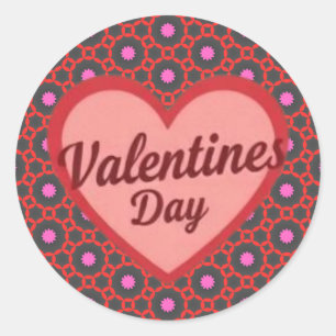 Sticker Rond Saint Valentin cadeau rose