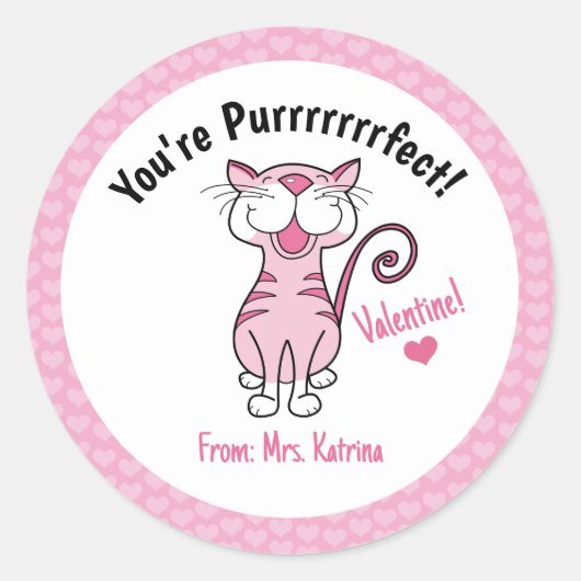 Sticker Rond Saint Valentin Chat Vous êtes un enseignant parfai (Devant)