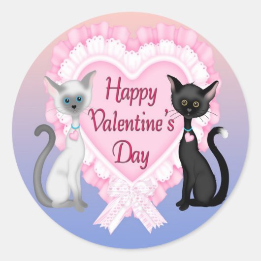 Sticker Rond Saint Valentin Chats Enveloppe ronde Phoques (Devant)