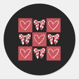 Sticker Rond Saint-Valentin Chien Coquette Nœud Patte de Chien