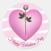 Sticker Rond Saint Valentin Coeur Rose et Rose (Devant)