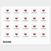 Sticker Rond Saint Valentin Coeur rouge avec Parti Chic Diamond (Feuille)
