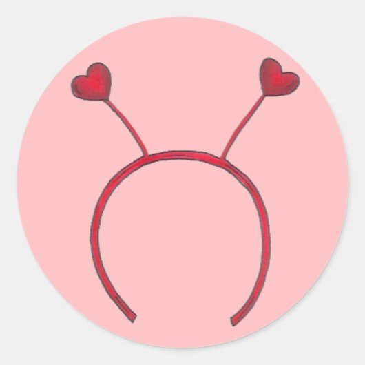 Sticker Rond Saint-Valentin Coeur rouge bandeau Antennes (Devant)