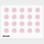 Sticker Rond Saint Valentin Coeurs floraux roses (Feuille)