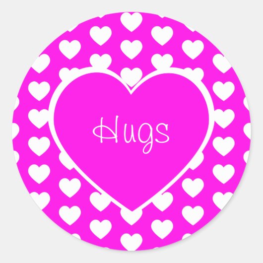 Sticker Rond Saint Valentin Coeurs Hugs Purple (Devant)