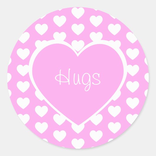 Sticker Rond Saint-Valentin Coeurs Hugs Rose (Devant)