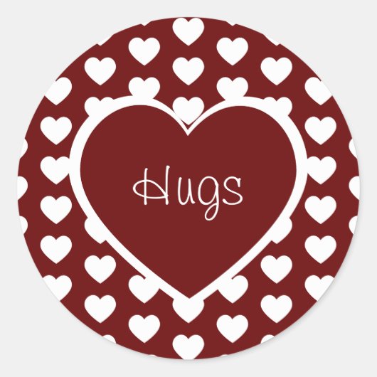 Sticker Rond Saint-Valentin Coeurs Hugs Rouge foncé (Devant)
